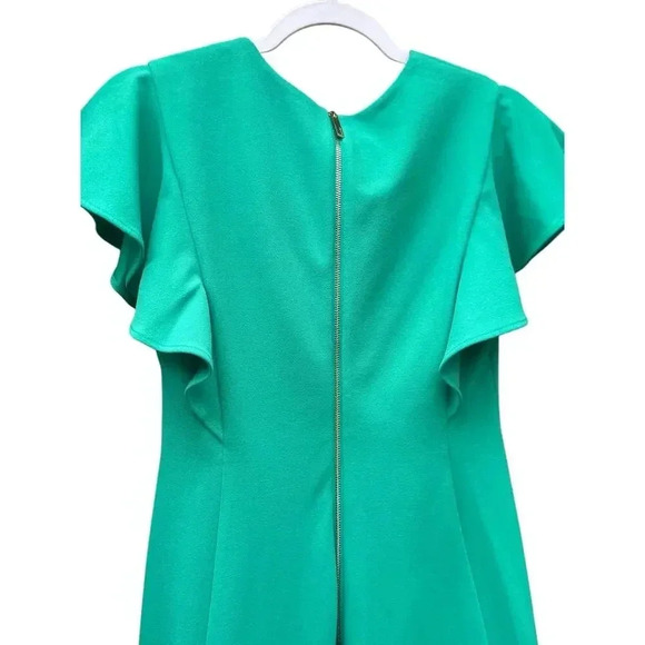 Calvin Klein Women's Flutter Sleeve V-Neck Midi with Button Front Detail Dress - Picture 5 of 8